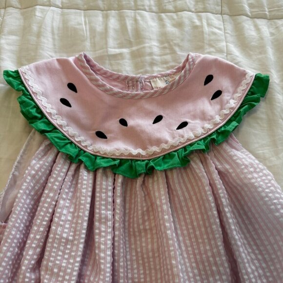 Smockingbird Watermelon Seersucker Dress - Picture 4 of 9